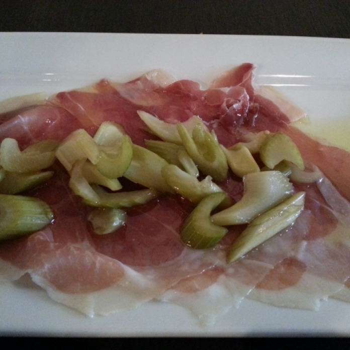 San Daniele prosciutto with pickled celery.